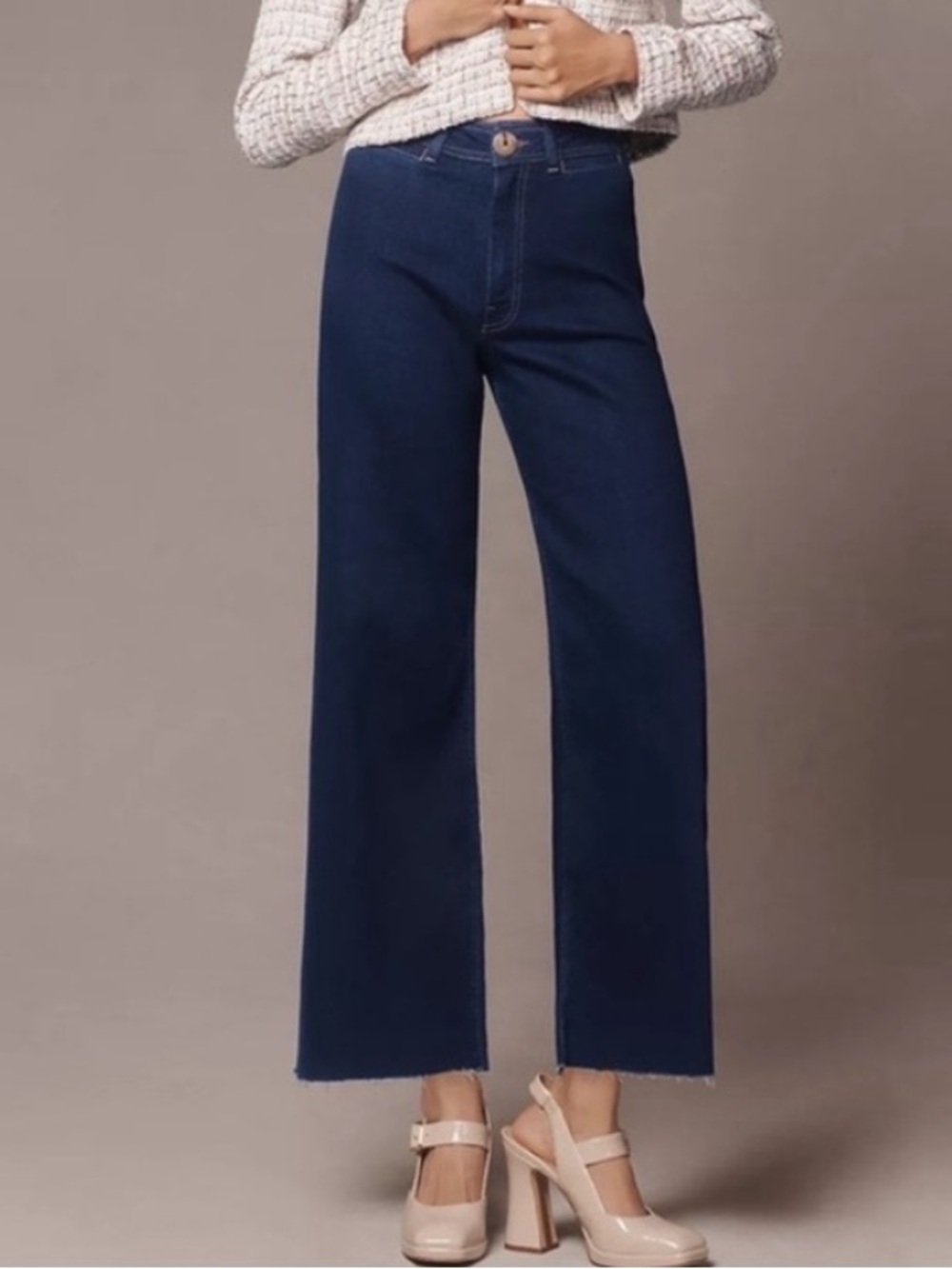 MAEVE Anthropologie The Ettie High-Rise Crop Wide-Leg Jeans in Dark Indigo Sz 28